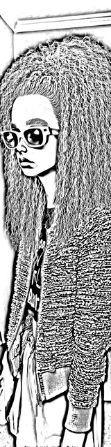 Free colorable bookmarks of a woman with long hair and glasses